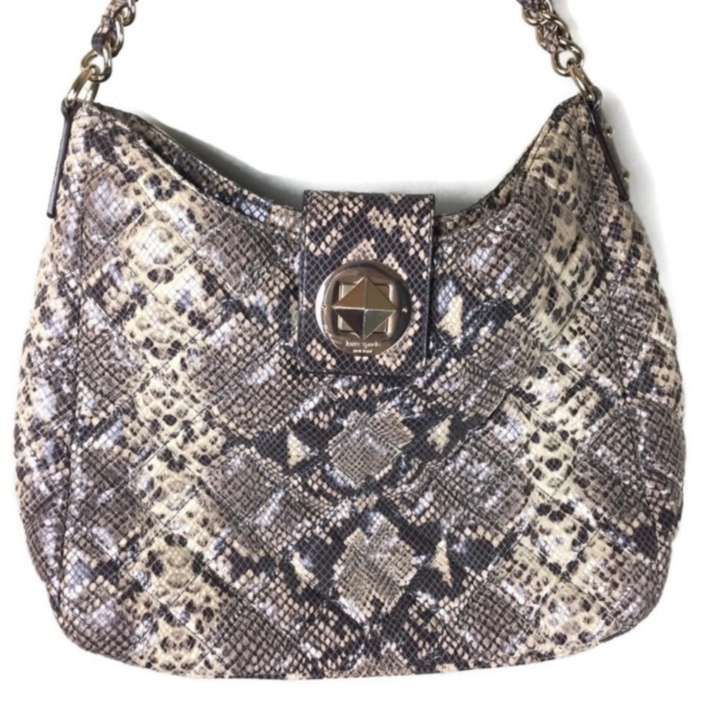 Kate Spade Snake Print Shoulder Bag - Black and Cream